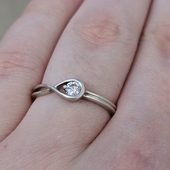 Pandora 925 Sterling Silver Infinite Lab Grown Diamond Ring .15CT Size 7 w/ Box - Picture 3 of 12